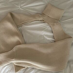 Zara Cream Knit Turtleneck Shrug